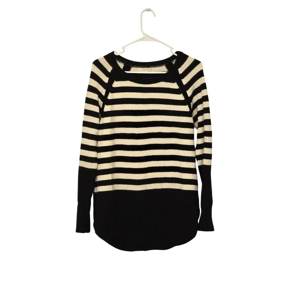 by Anthropologie Striped Pullover‎ Sweater Round Hem Casual Comfy Knit Top M